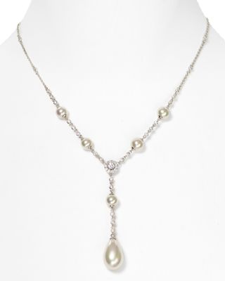 Majorica - Majorica White Pear Pearl Necklace, 16"