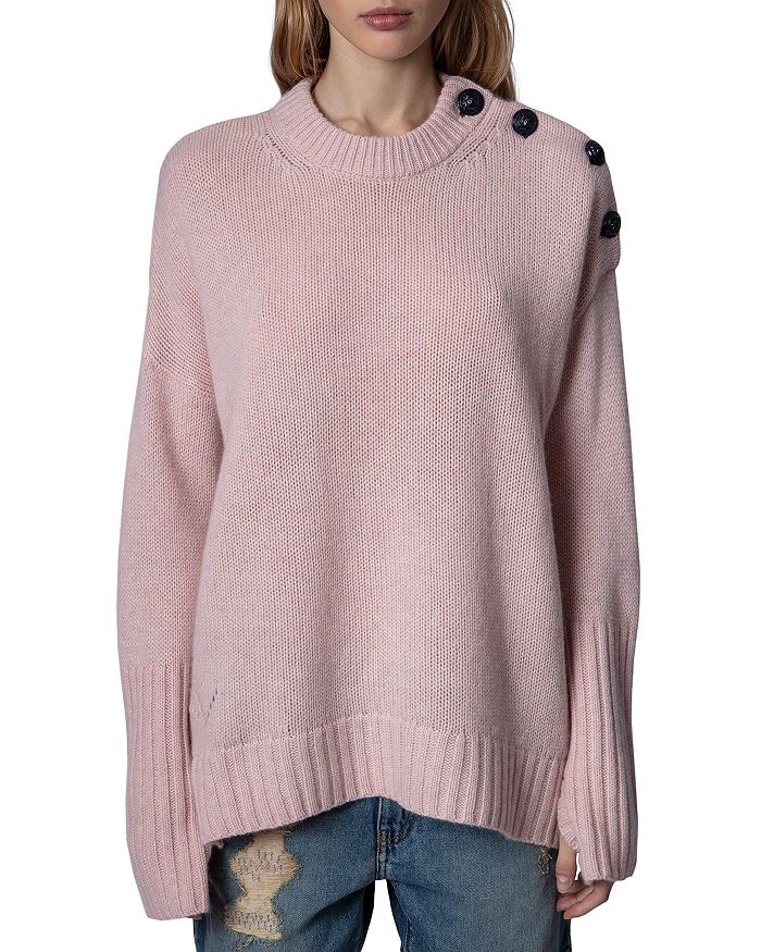 Zadig & Voltaire Malta Button-Trim Cashmere Sweater | Bloomingdale's