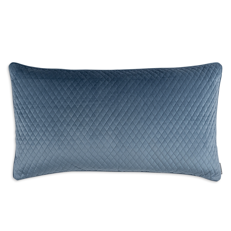 Lili Alessandra Valentina Quilted Velvet Decorative Pillow, 18 X 36 In Smokey Blue
