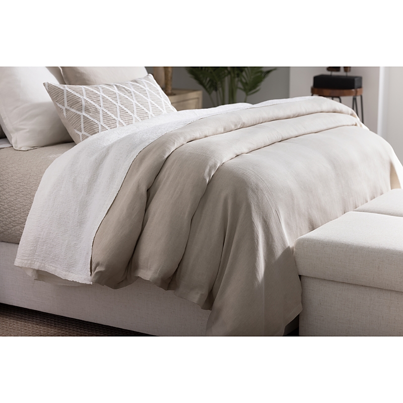Lili Alessandra Savannah Herringbone King Duvet Cover In Natural