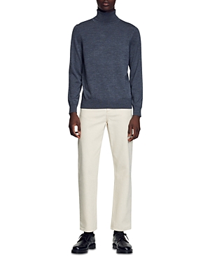 Sandro Wool Turtleneck Sweater In Mocked Gray