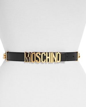 Moschino Women's Logo Buckle Leather & Chainlink Belt In Black