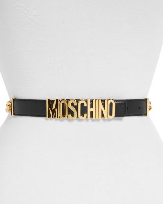 Moschino 'Bad Girl' Leather Waist Belt – Black With Gold Buckle, Women's, New With Tags