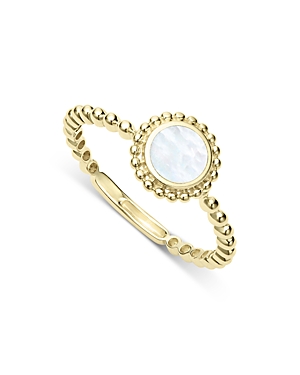 Shop Lagos 18k Yellow Gold Covet Mother Of Pearl Stack Ring In Gold/white Mop