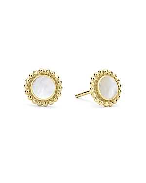 Lagos 18k Yellow Gold Covet Mother Of Pearl Stud Earrings In White/gold