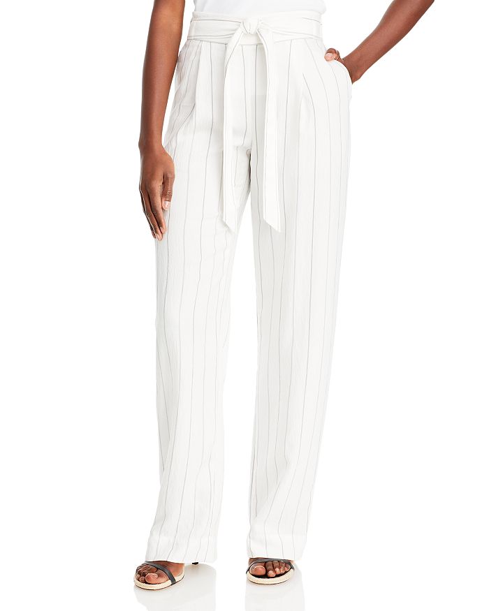 Vince belted linen clearance pants