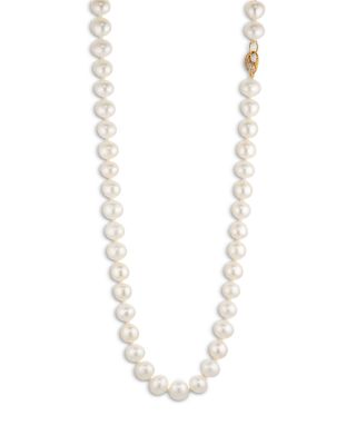 Nadri - Pav&eacute; Clasp Cultured Freshwater Pearl All Around Long Collar Necklace, 20"