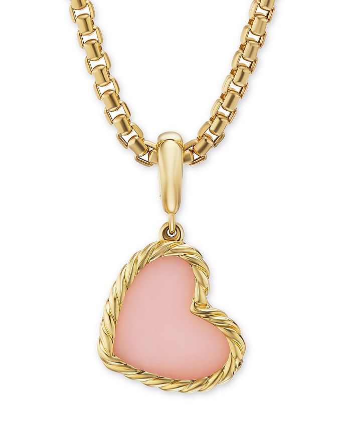 David Yurman - 18K Yellow Gold Elements&reg; Heart Amulet with Pink Opal