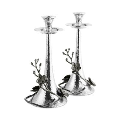 Black Orchid Taper Candleholders, Set of 2