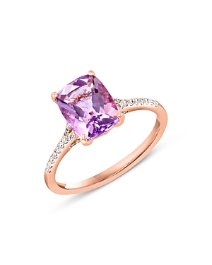 Bloomingdale's Amethyst And Diamond Statement Ring In 14k Rose Gold - Exclusive In Rose Gold