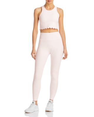 AQUA Scalloped Hem Crop Top \u0026 Leggings 