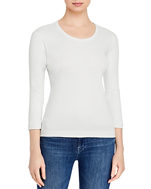 Three Dots Scoop Neck Tee In Laurel Green