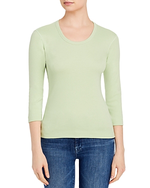 Three Dots Scoop Neck Tee In Spa Blue