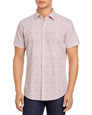 Rodd & Gunn Kirkwood Cotton Poplin Geo Print Sports Fit Button Down Shirt In Sunset
