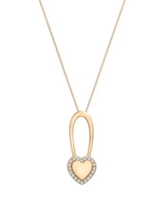 Bloomingdale's Diamond Heart Pendant Necklace In 14K Yellow Gold, 0.10 ...