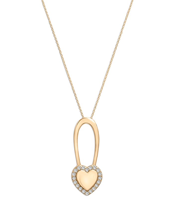 Bloomingdale's Diamond Heart Pendant Necklace in 14K Yellow Gold, 0.10 ...