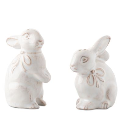Clever Creatures Whitewash Bunny Salt & Pepper Set