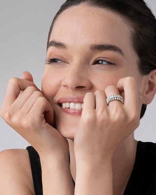 Sterling Silver Caviar Spark Diamond Band