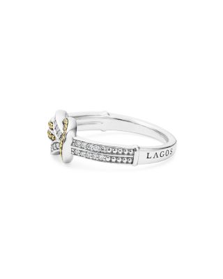 18K Yellow Gold & Sterling Silver Newport Diamond Knot Band