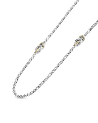 18K Yellow Gold & Sterling Silver Newport Knot Station Necklace, 34"