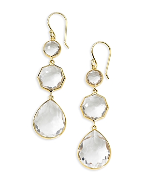 Ippolita 18k Yellow Gold Rock Candy Mother Of Pearl Doublet Triple Drop Earrings In White/gold