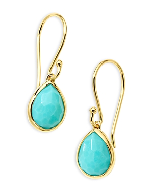 Shop Ippolita 18k Yellow Gold Rock Candy Turquoise Teeny Teardrop Earrings In Turquoise/gold