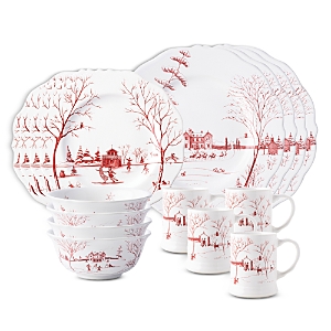 Juliska Country Estate Winter Frolic 16-piece Dinnerware Set In Ruby