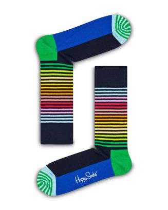 Happy Socks Cotton Blend Half Stripe Socks | Bloomingdale's