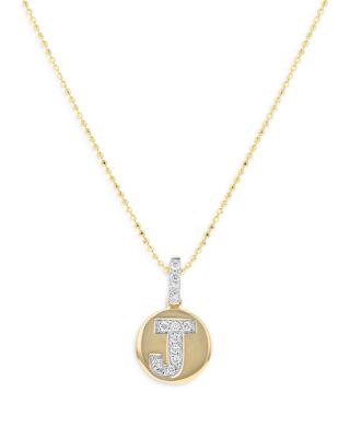 Bloomingdale's Fine Collection Diamond Accent Initial J Pendant Necklace in 14K Yellow Gold, 0.05 ct. t. w. - Exclusive