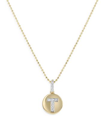 Bloomingdale's - Diamond Accent Initial "T" Pendant Necklace in 14K Yellow Gold, 0.05 ct. t.w. - 100% Exclusive