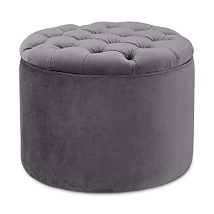 Tov Furniture Queen Velvet Storage Ottoman In Gray