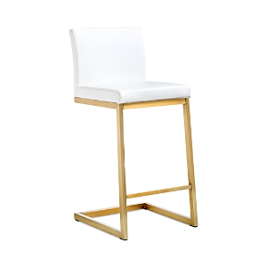 Tov Furniture Parma Gold Steel Counter Stool (set Of 2) In White