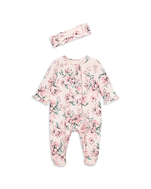 Little Me Girls' Dream Floral Footie & Headband - Baby In Pink