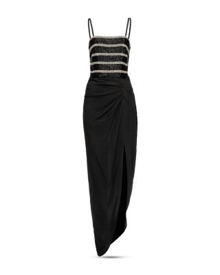 pinko open back dress Pinko Long Rhinestone Embellished Slip Dress