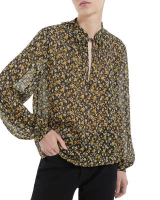 The Kooples Camo Flowers Metallic Blouse | Bloomingdale's