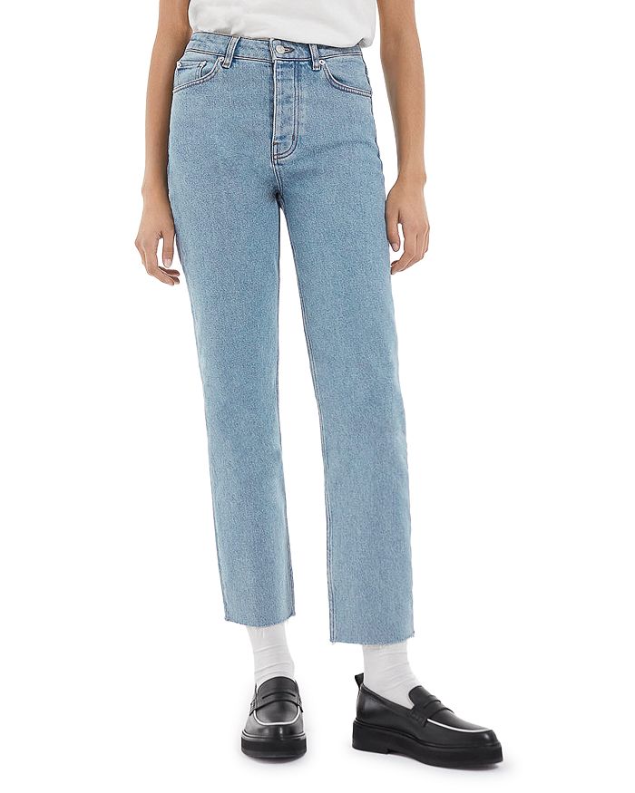 apelación realimentación Mostrarte The Kooples Katy Washed Faded High Rise Cropped Straight Leg Jeans in Blue  | Bloomingdale's