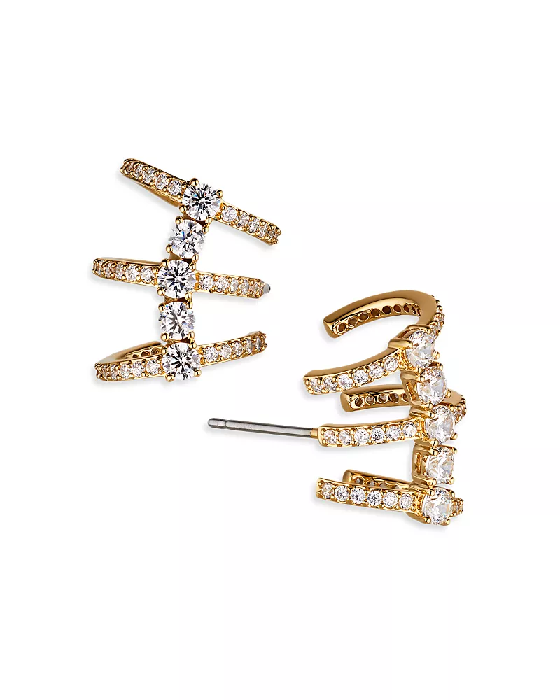 Nadri Love All Cubic Zirconia Caged Stud Earrings in 18K Gold Plated