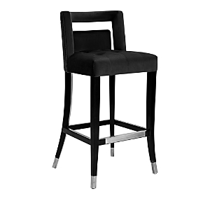 Tov Furniture Hart Velvet Bar Stool In Black