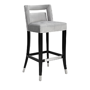 Tov Furniture Hart Velvet Bar Stool In Gray