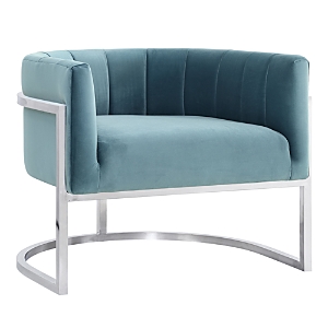 Tov Furniture Magnolia Velvet Chair In Sea Blue/silver