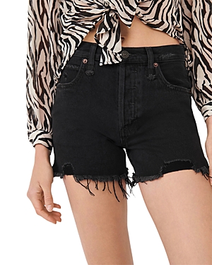 FREE PEOPLE COTTON MAKAI CUT OFF SHORTS IN WASHED BLACK