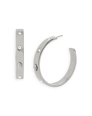 KURT GEIGER EAGLE & CRYSTAL STUDDED HOOP EARRINGS