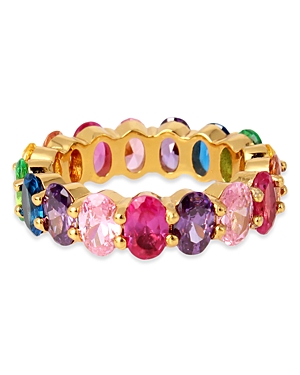 Shop Kurt Geiger Rainbow Crystal Band Ring In Multi