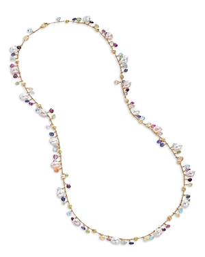 MARCO BICEGO 18K YELLOW GOLD PARADISE PEARL MIXED GEMSTONE AND CULTURED FRESHWATER PEARL NECKLACE, 29.5