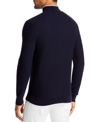 Cotton Tipped Textured Birdseye Half Zip Sweater - Exclusive