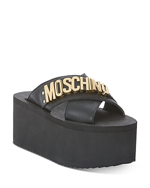 Moschino Women's Cross Strap Platform Slide Sandals
