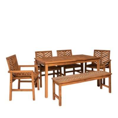 WALKER EDISON - 6 Piece Chevron Outdoor Patio Dining Set
