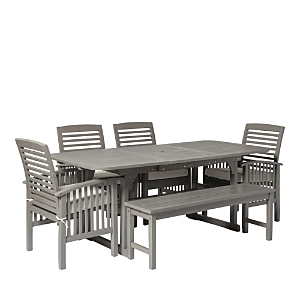 Walker Edison 6 Piece Classic Outdoor Patio Dining Set In Gray Wash