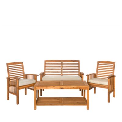 thumbnail image 2 of Emma Outdoor 6 Seater Acacia Wood Sofa Chat Set Gray Finish Dark Gray 2 of 12