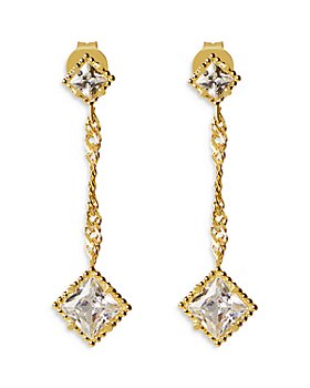 Argento Vivo - Cubic Zirconia & Chain Drop Earrings in 14K Gold Plated Sterling Silver